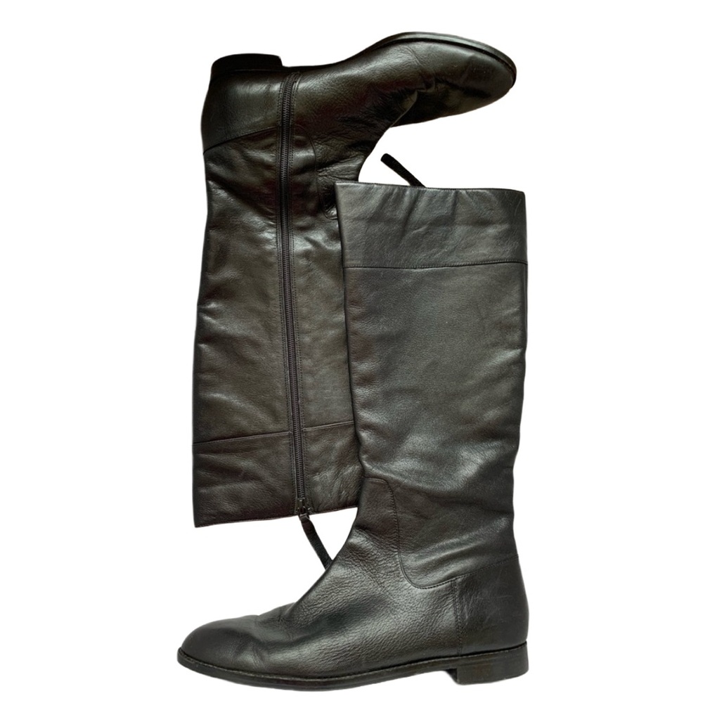 CALVIN KLEIN Rowan Women’s Black Napa Leather Pointed Toe Side Zipper Tall Boots